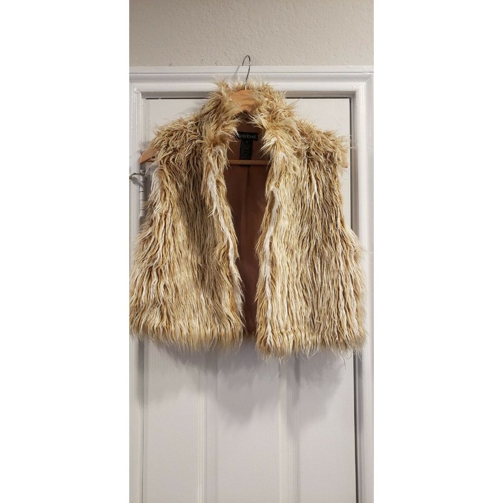 Bebe Faux Fur Vest Medium,  Light Brown /Blonde